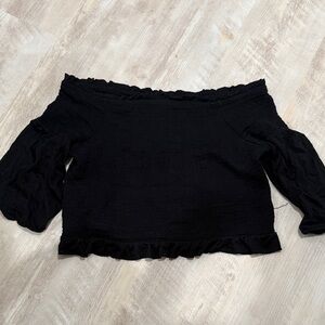 LOFT Black Off-Shoulder Crop Top